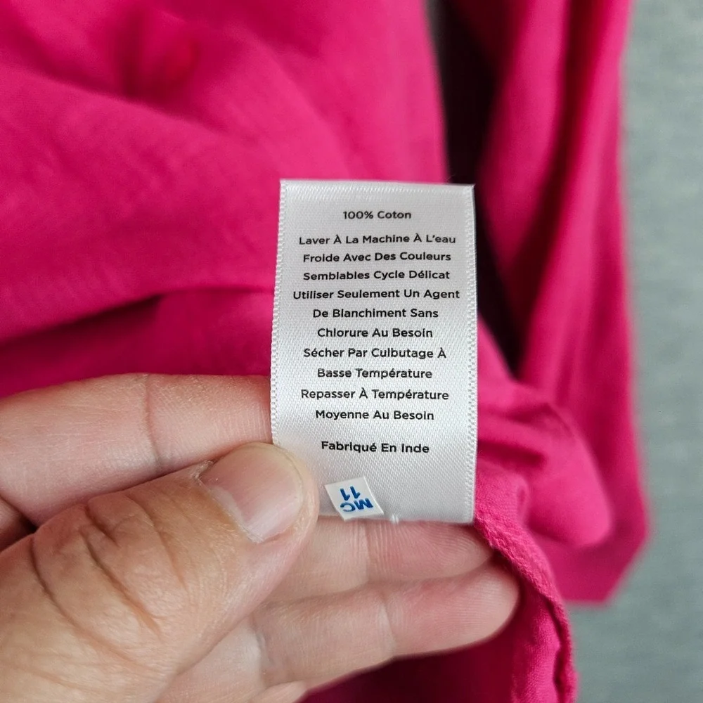 Talbots Plus Petite Women's 2XP Hot Pink Button Front Shirt Long Sleeve
